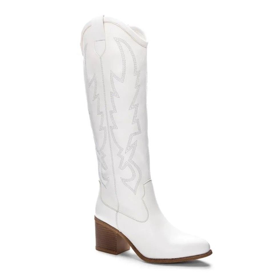 faux leather white cowboy boots