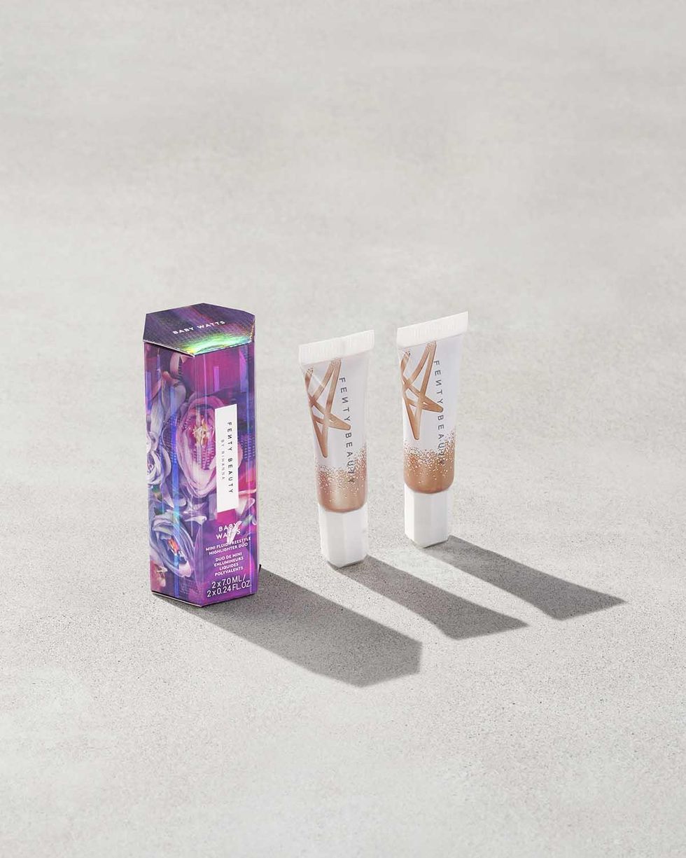 Fenty Beauty Baby Watts Mini Fluid Freestyle Highlighter Duo holiday beauty releases
