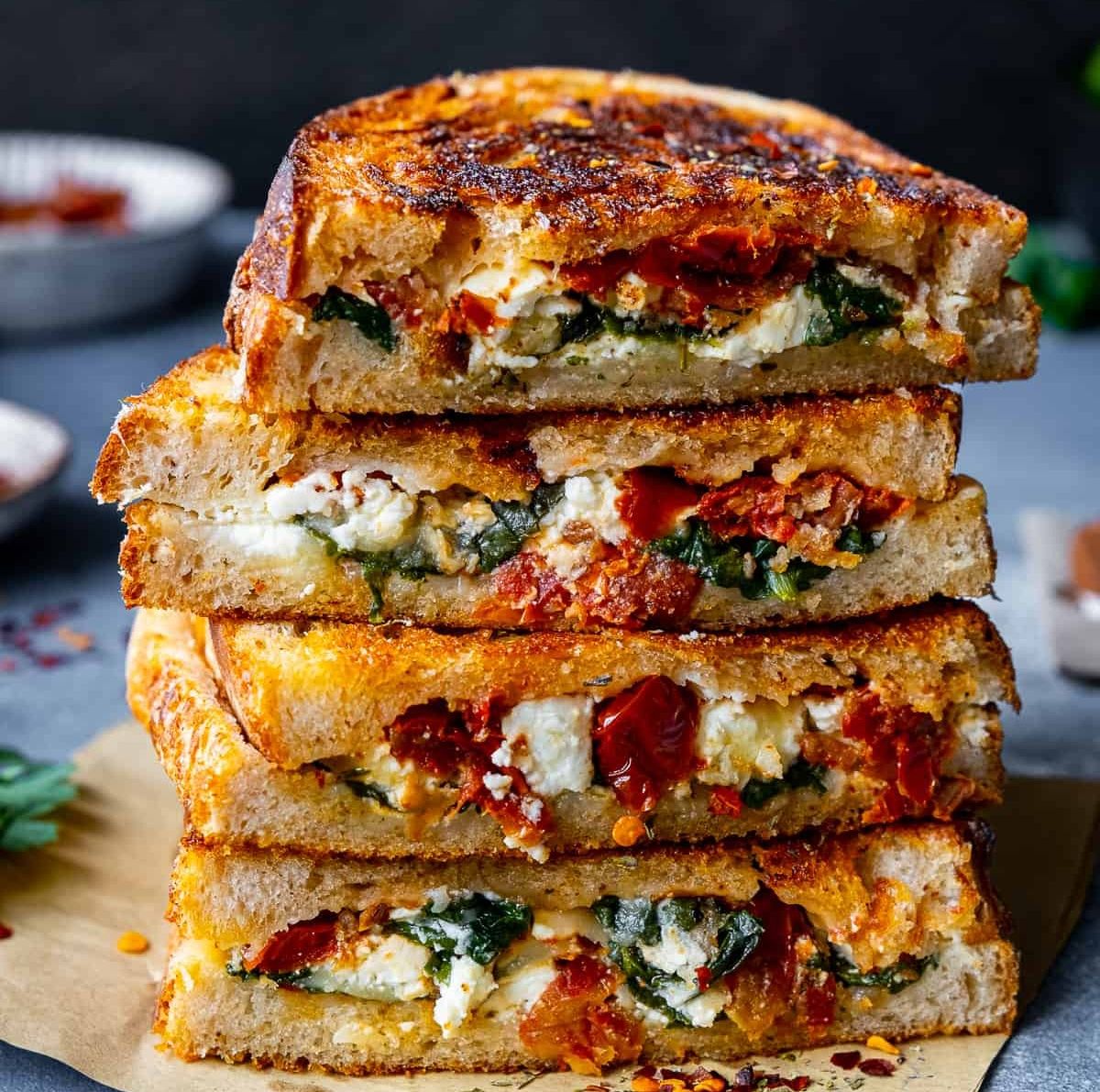 Feta Grilled Cheese With Spinach