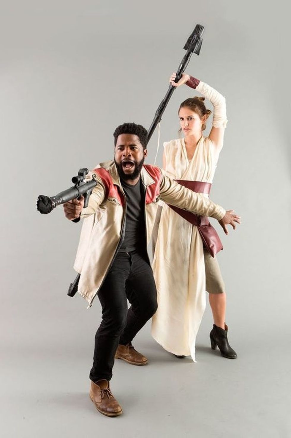 Finn and Rey from Star Wars nostalgic halloween costume