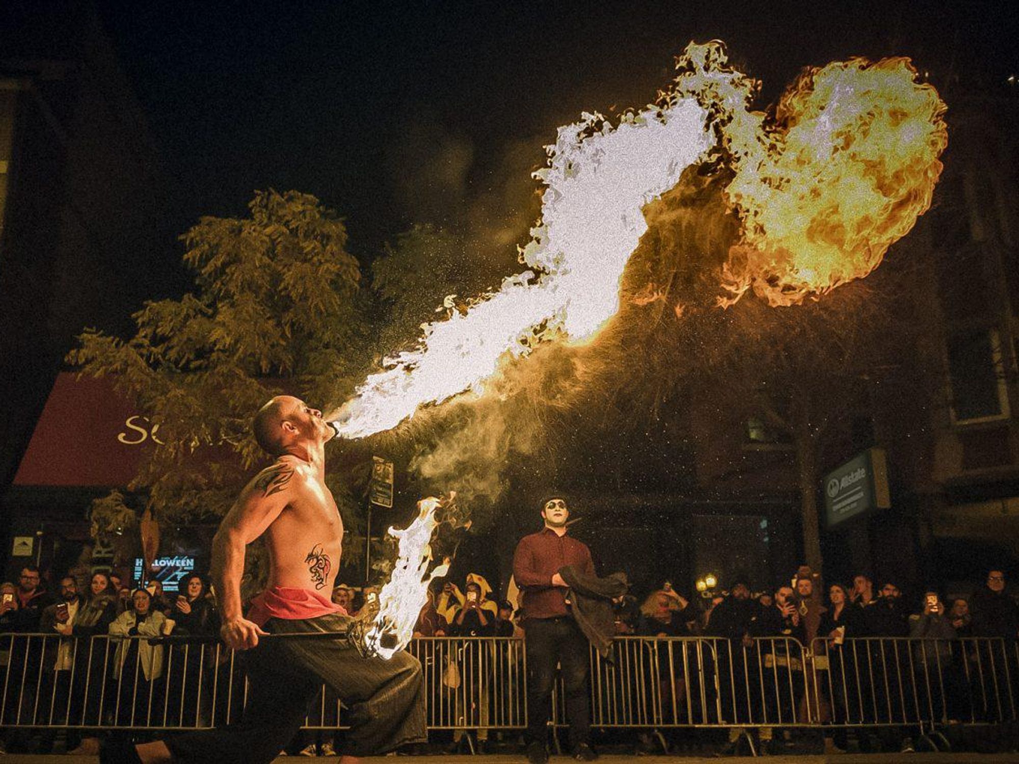 fire breather at the halloween parade