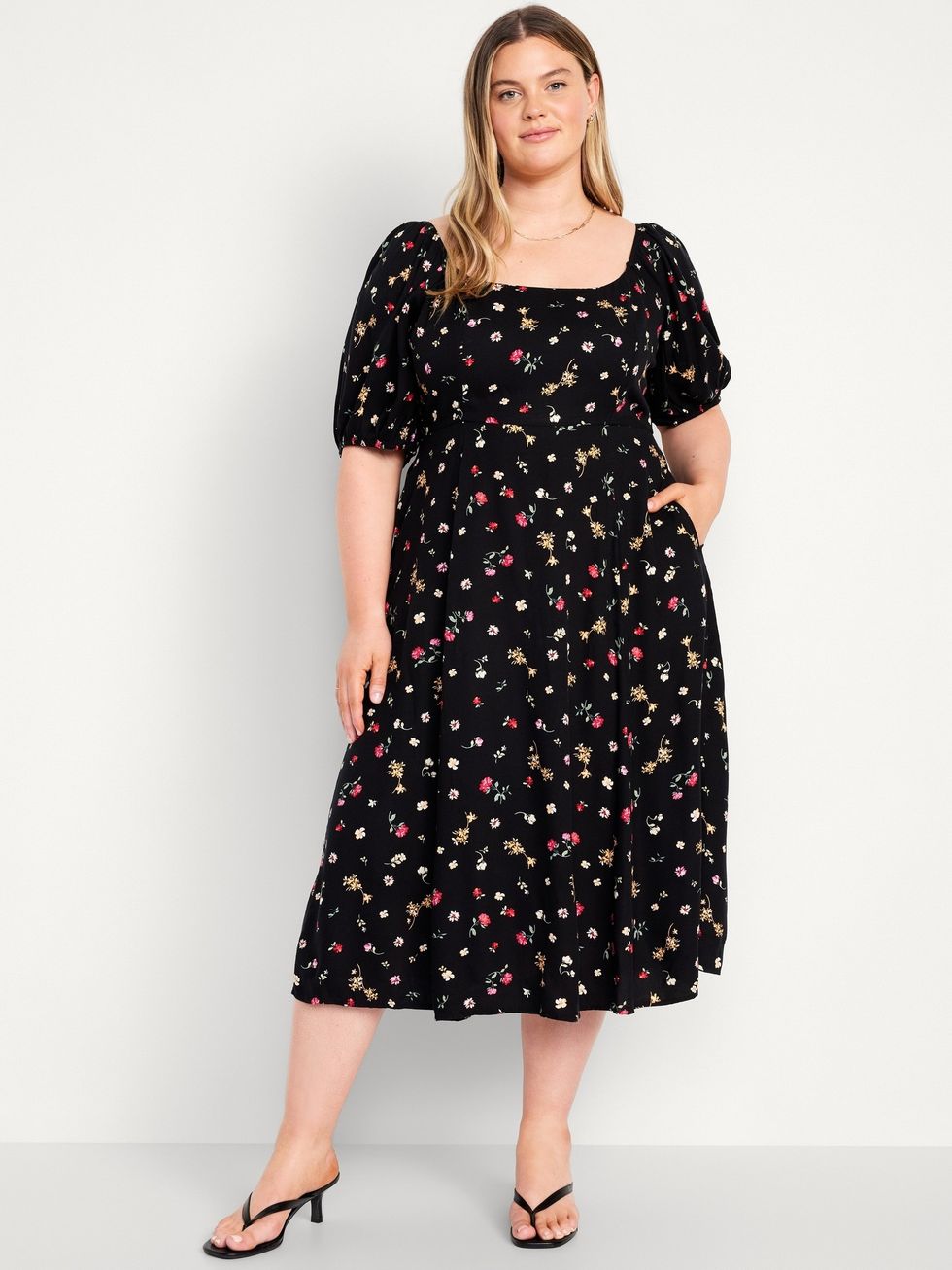 Fit & Flare Crepe Midi Dress