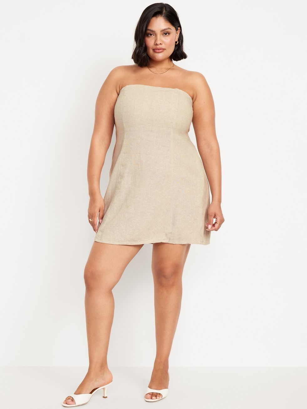 Fit & Flare Linen-Blend Mini Dress