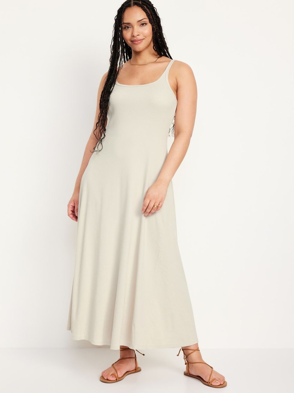 Fit & Flare Rib-Knit Maxi Dress