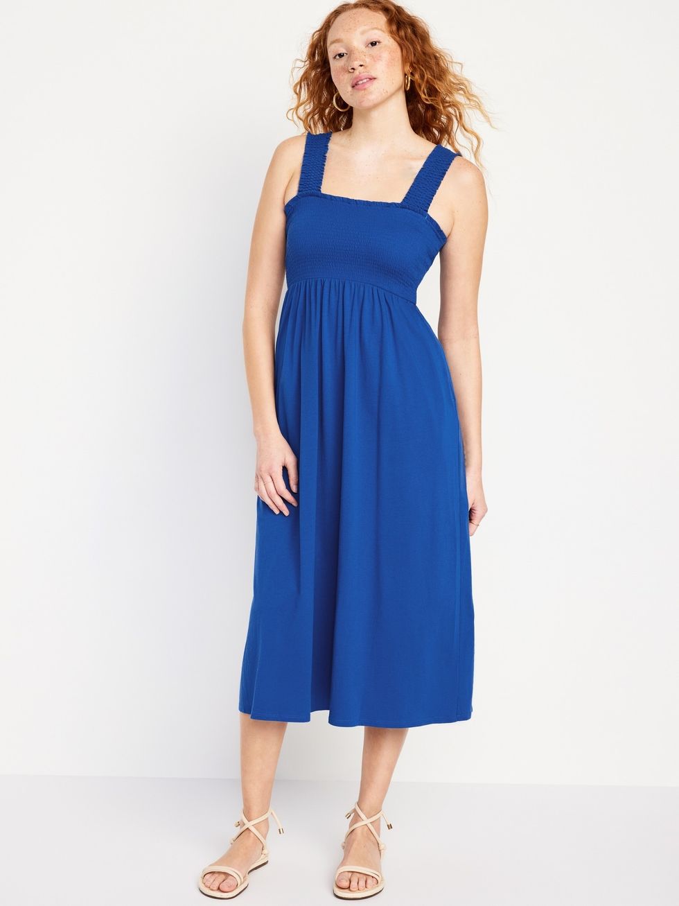 Fit & Flare Smocked Midi Dress