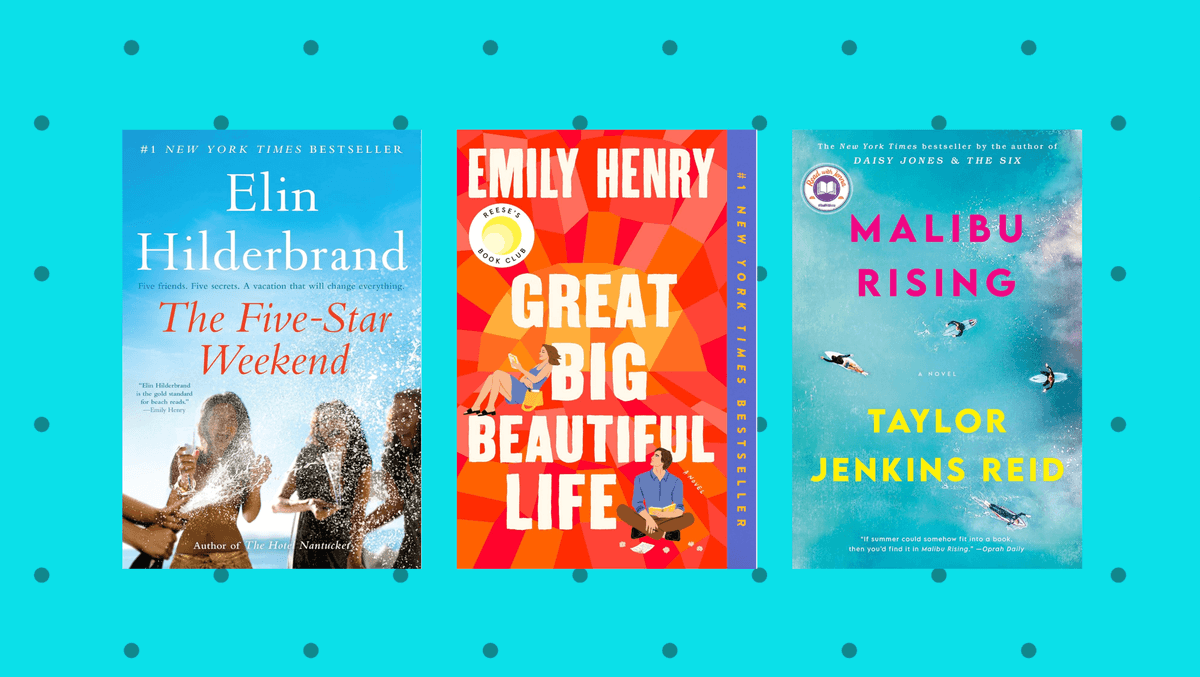 five-star weekend book by elin hilderbrand, great big beautiful life by emily henry, malibu rising by taylor jemkins reid, 