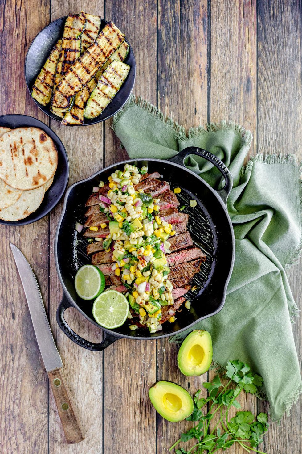 Flank Steak With Roasted Corn