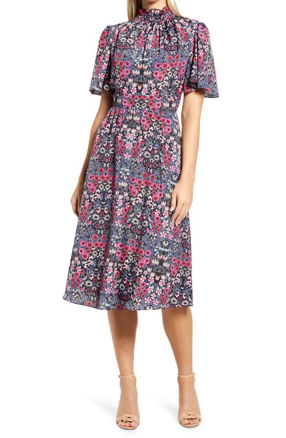 floral a line ruffle dress