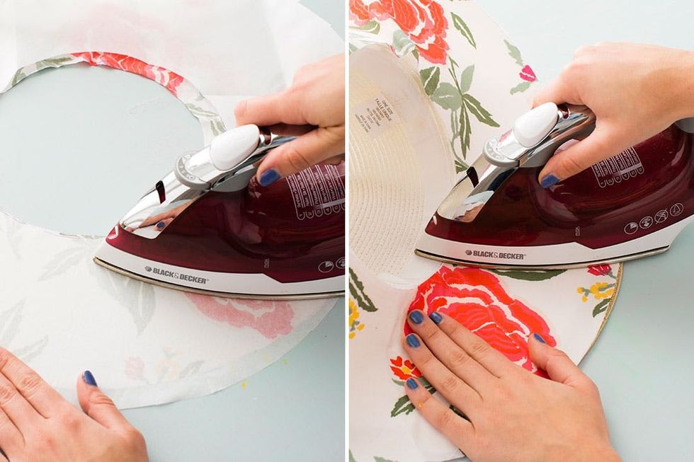 floral under the brim diy hat ironing fabric