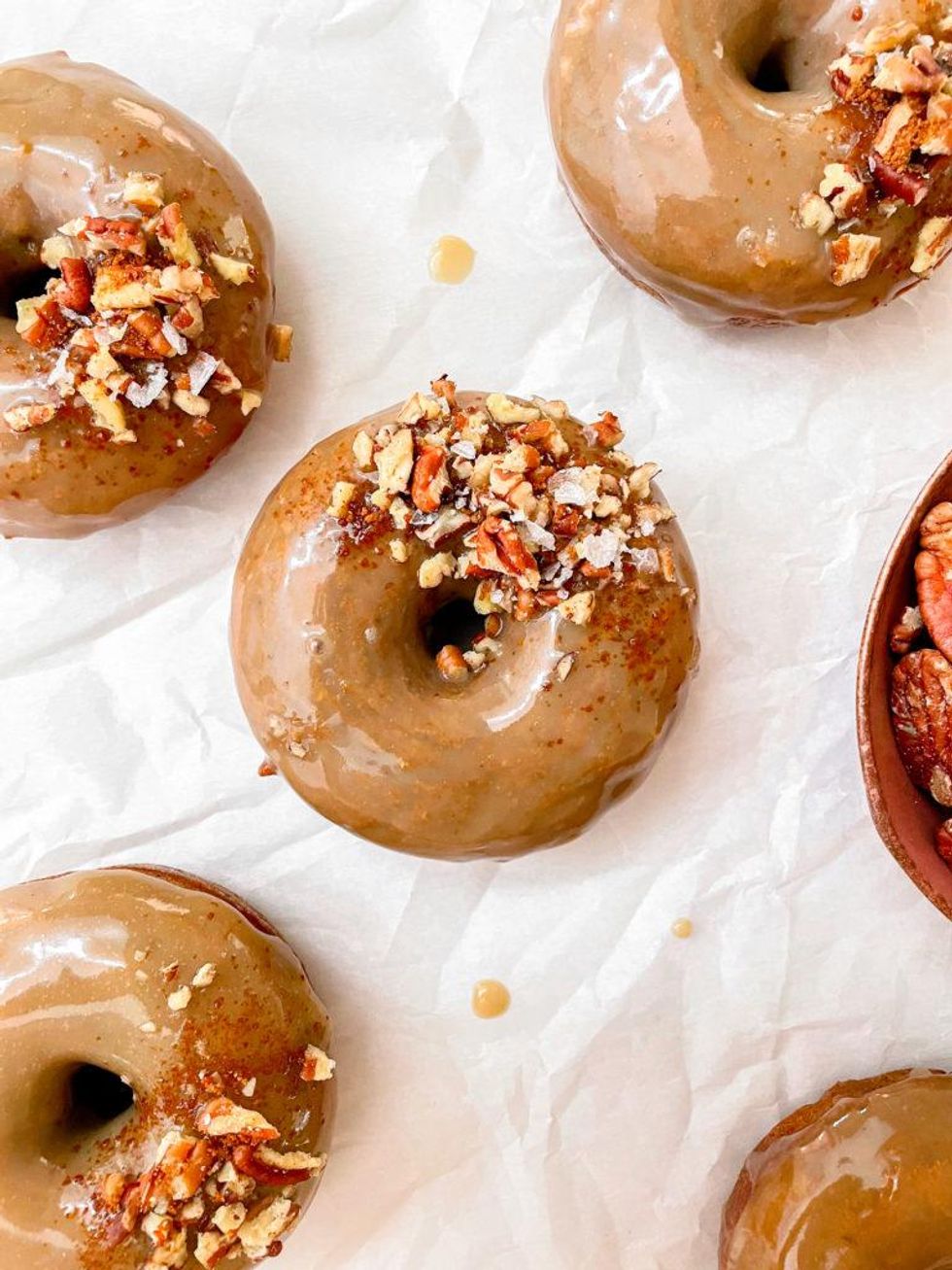 Fluffy Glazed Vegan Pumpkin Donuts