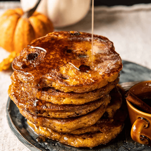 Fluffy Pumpkin Butter Chocolate Chip Pancakes