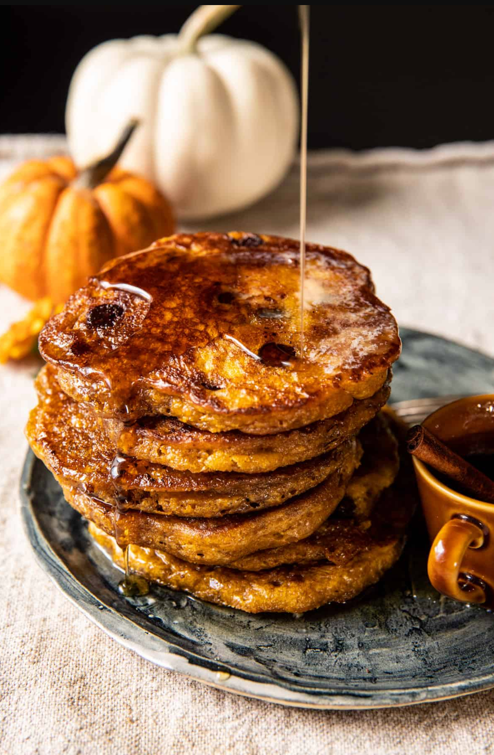 Fluffy Pumpkin Butter Chocolate Chip Pancakes