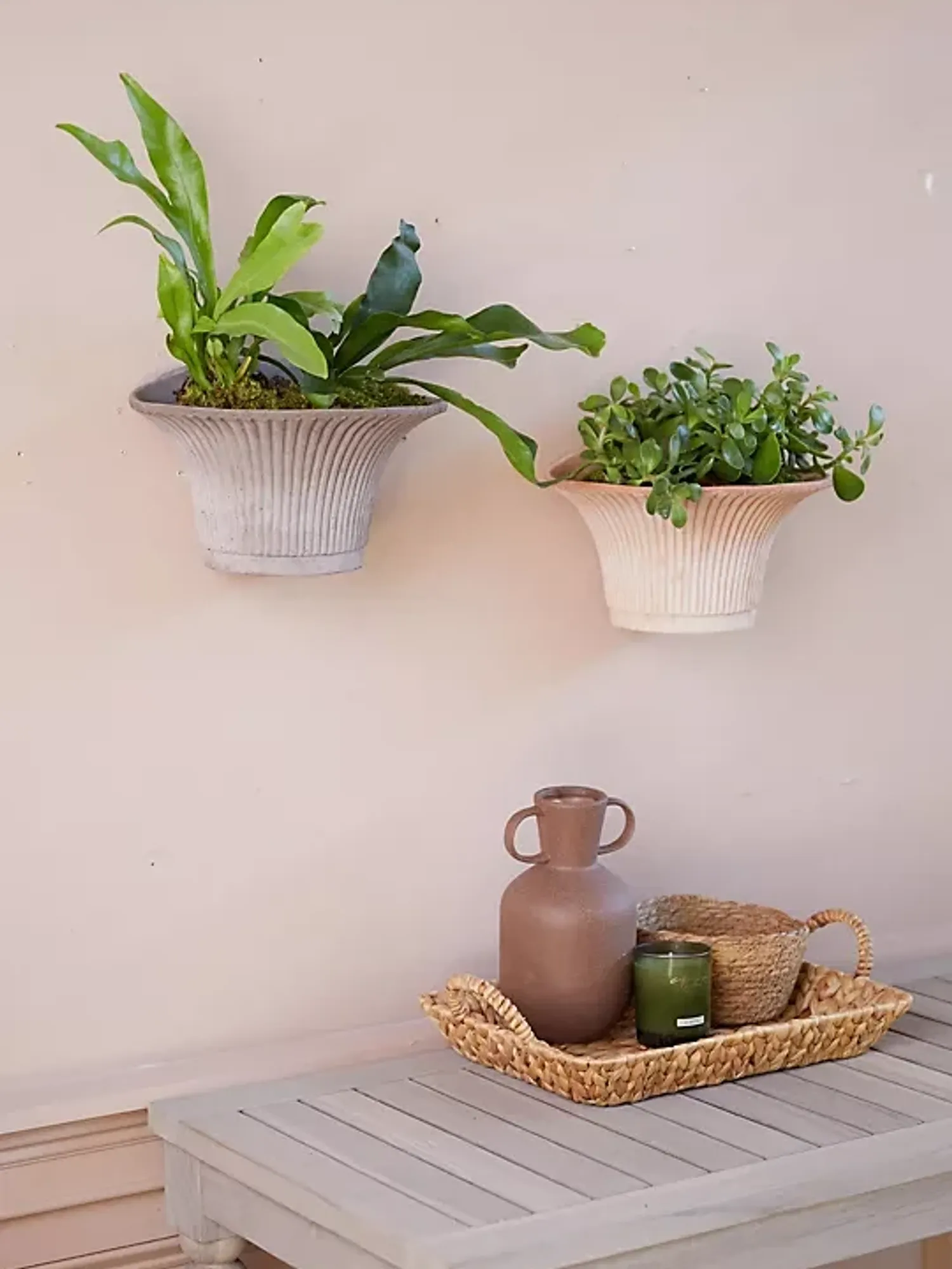 fluted hanging wall plants