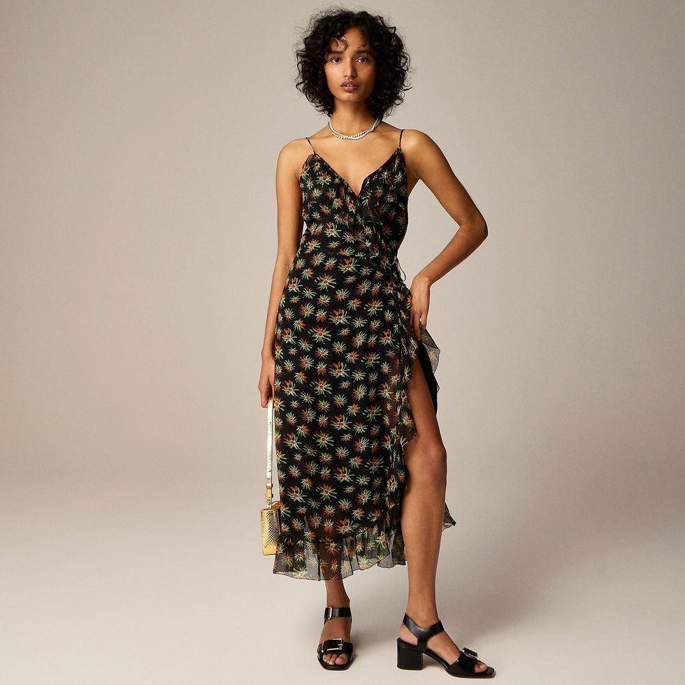 Flutter Wrap Dress in Sunburst Floral