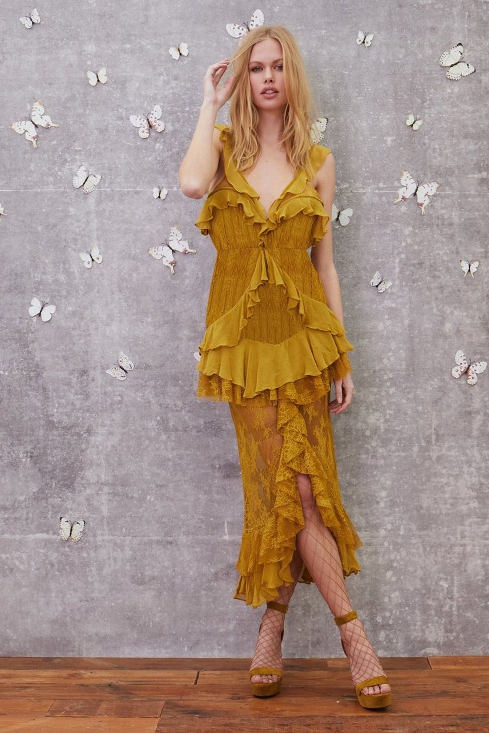 For Love & Lemons Daphne Lace Midi Dress