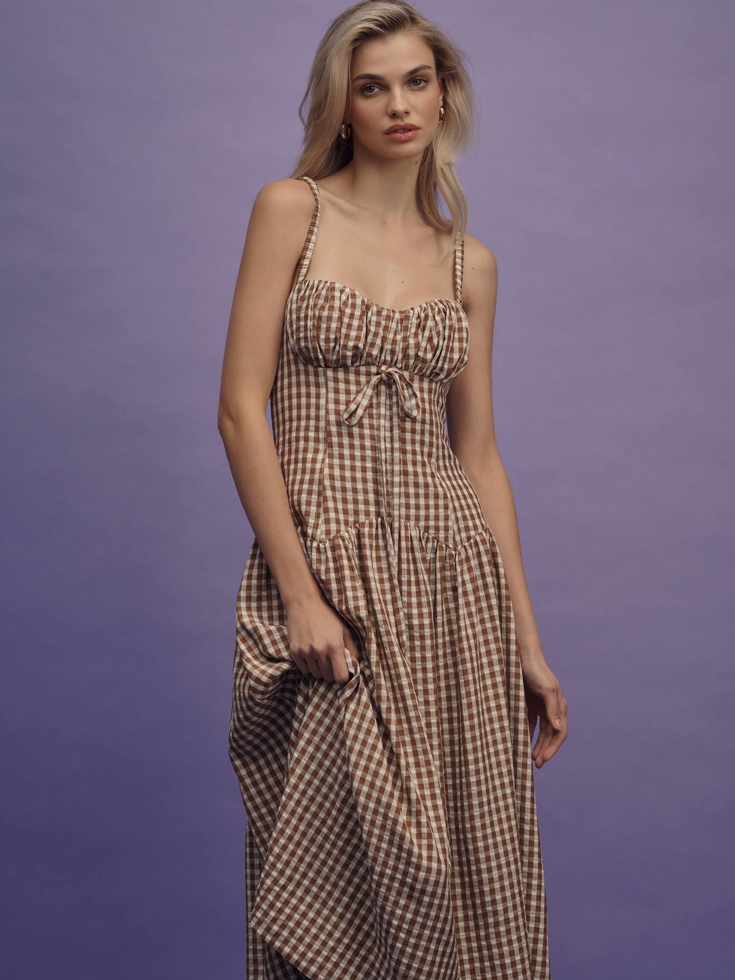 For Love & Lemons Gingerbread Gingham Dress