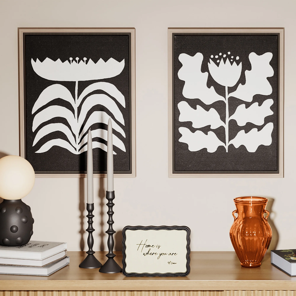 Framed Graphic Flower Wall Decor Set