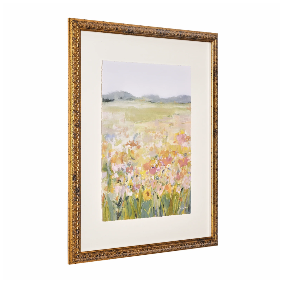 Framed Vintage Floral Field Wall Art