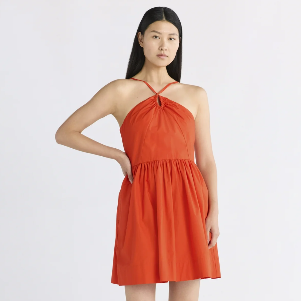 Free Assembly Halter Fit & Flare Cotton Mini Dress