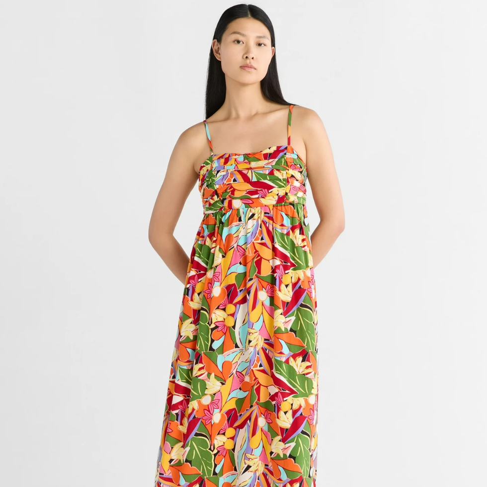 Free Assembly Pleated Linen Blend Maxi Dress