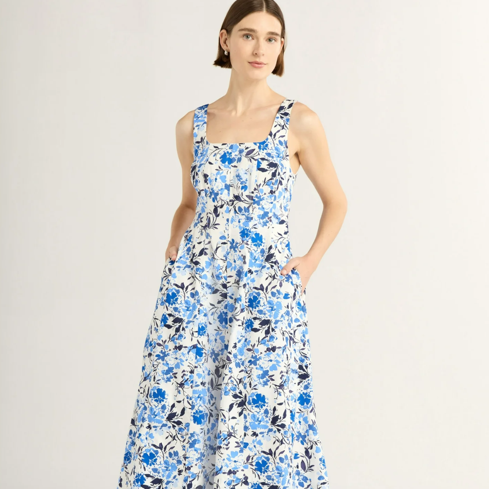 Free Assembly Sleeveless Square Neck Cotton Midi Dress