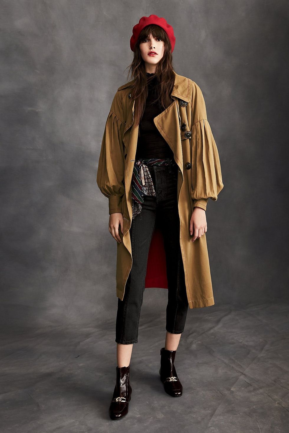 Free People Balloon Sleeve Trench Coat