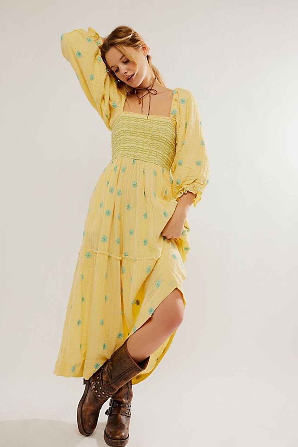 Free People Dahlia Embroidered Maxi Dress