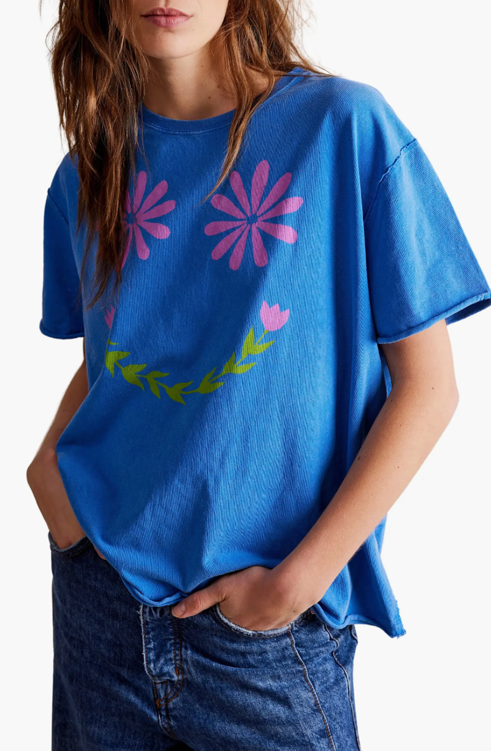 Free People Sunshine Smiles Oversize Cotton Graphic T-Shirt