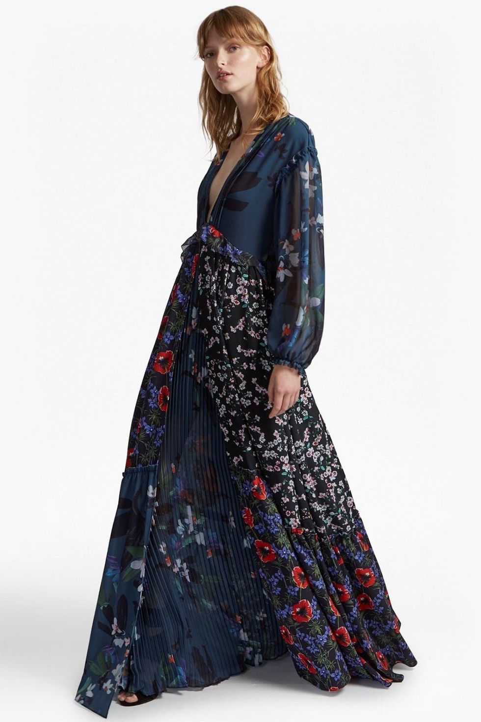 French Connection Celia Mix V Neck Floral Maxi Dress