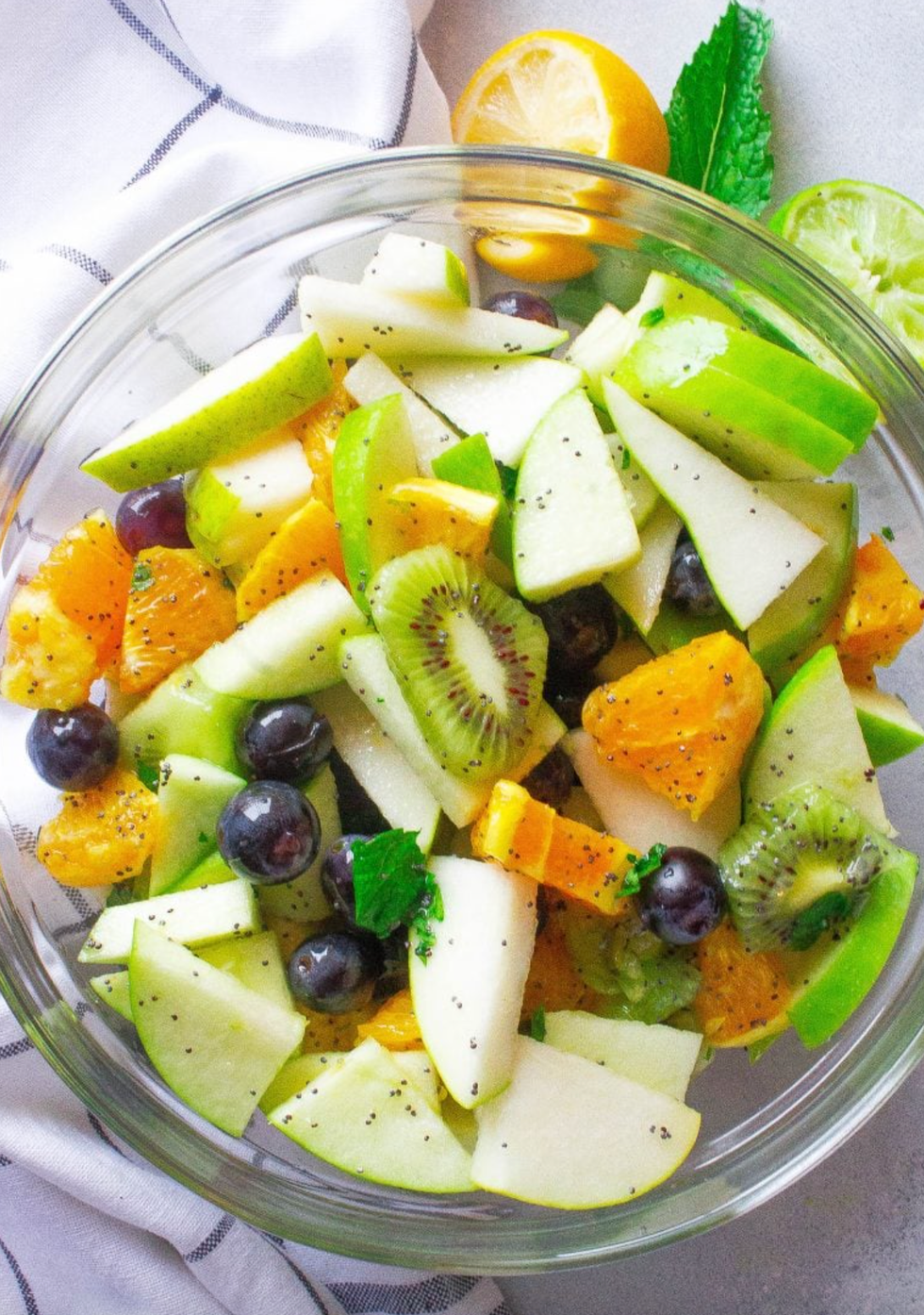 Fresh Fruit Salad with Honey Poppy Seed Dressing