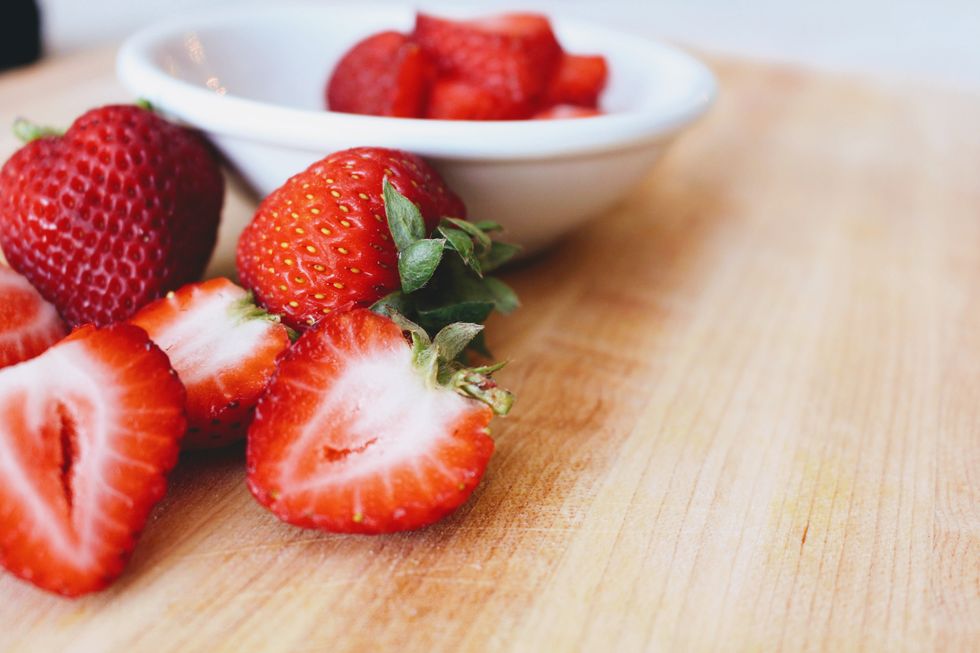 fresh strawberries in a bowl