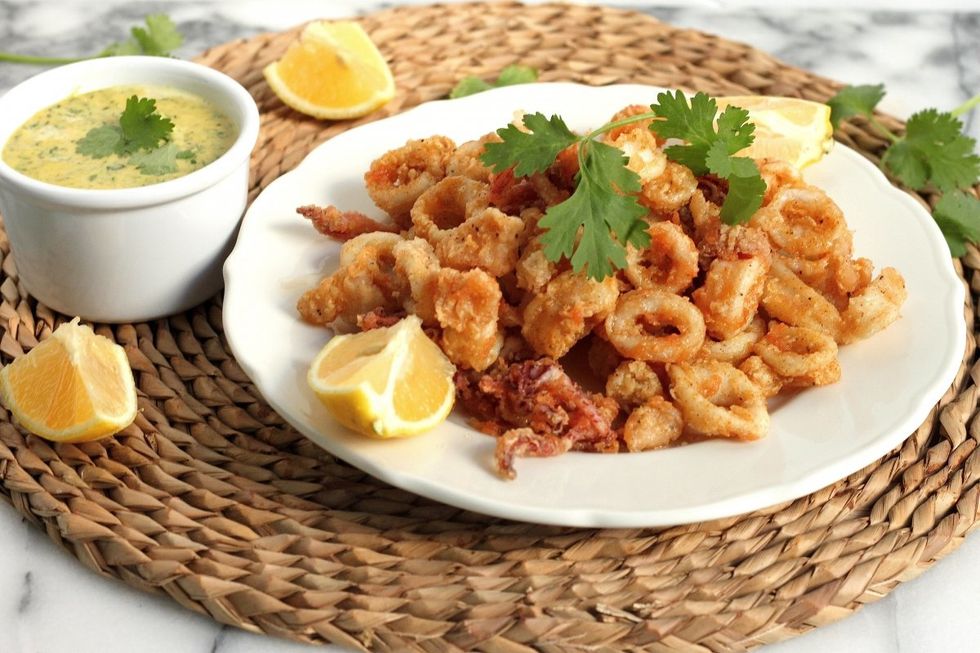 Fried Calamari With Cilantro Aioli recipe