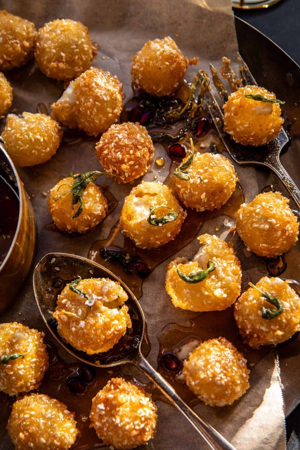 Fried Goat Cheese Balls with Spicy Sage Honey