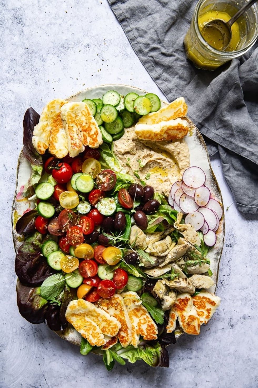 Fried Halloumi Mediterranean Salad