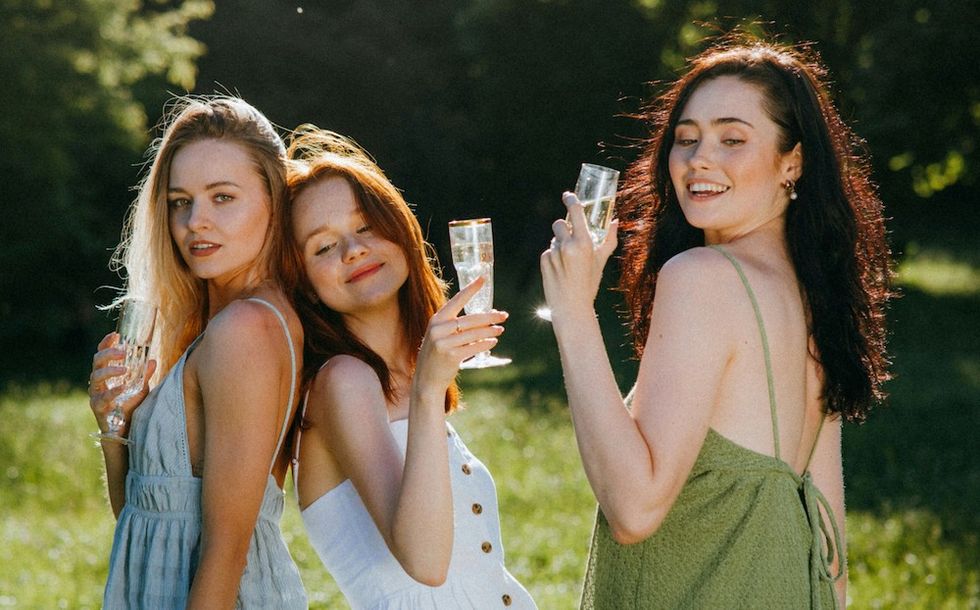 friends with champagne