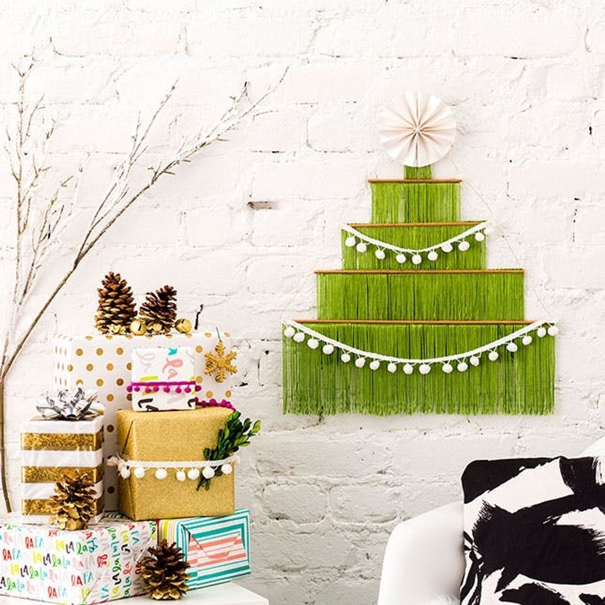 fringe wall christmas tree