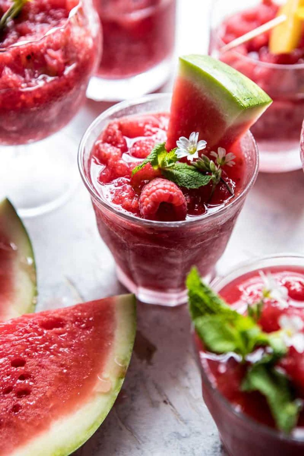 Frozen Watermelon Ros\u00e9 Sangria Slushies