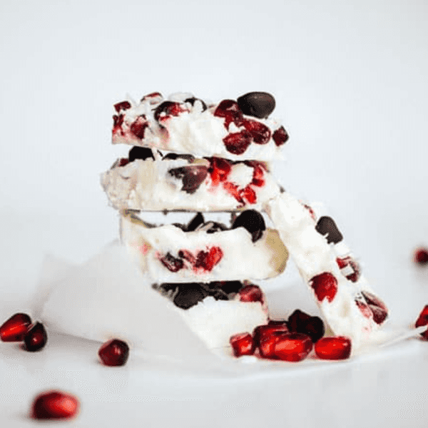 Frozen Yogurt Bark with Pomegranate and Dark Chocolate