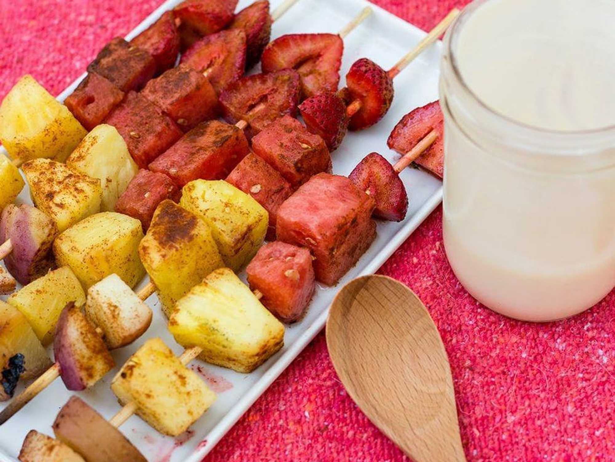 Fruit Skewers With Mason-Jar Whipped Cream