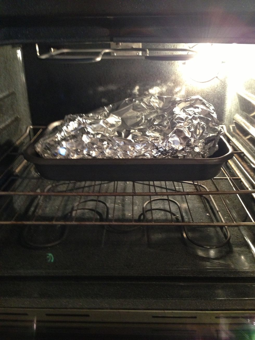 Fully wrap your brisket in heavy duty tin foil with the fat cap facing up. This helps ensure the brisket will stay very moist.