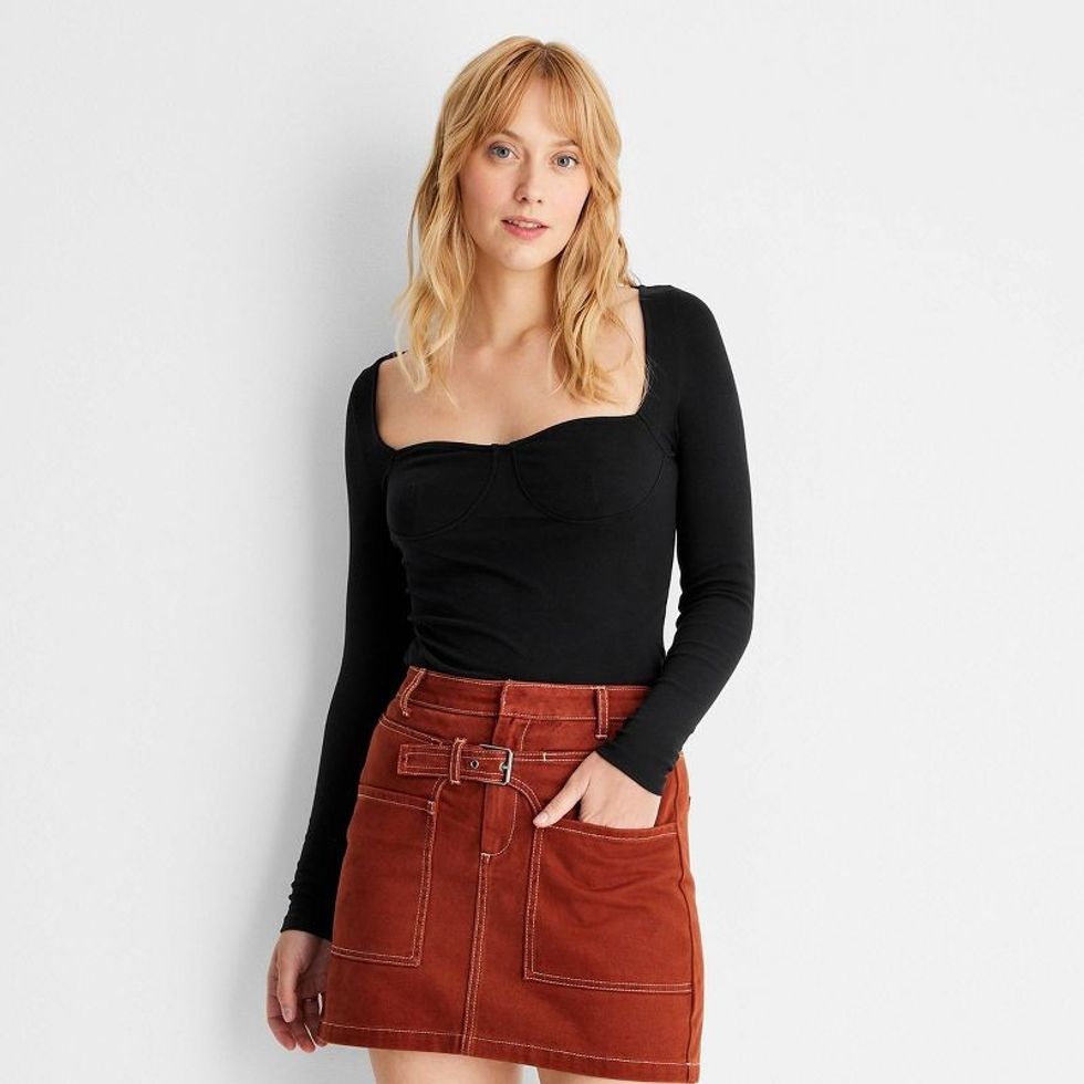 Future Collective Long Sleeve Sweetheart Corset Top