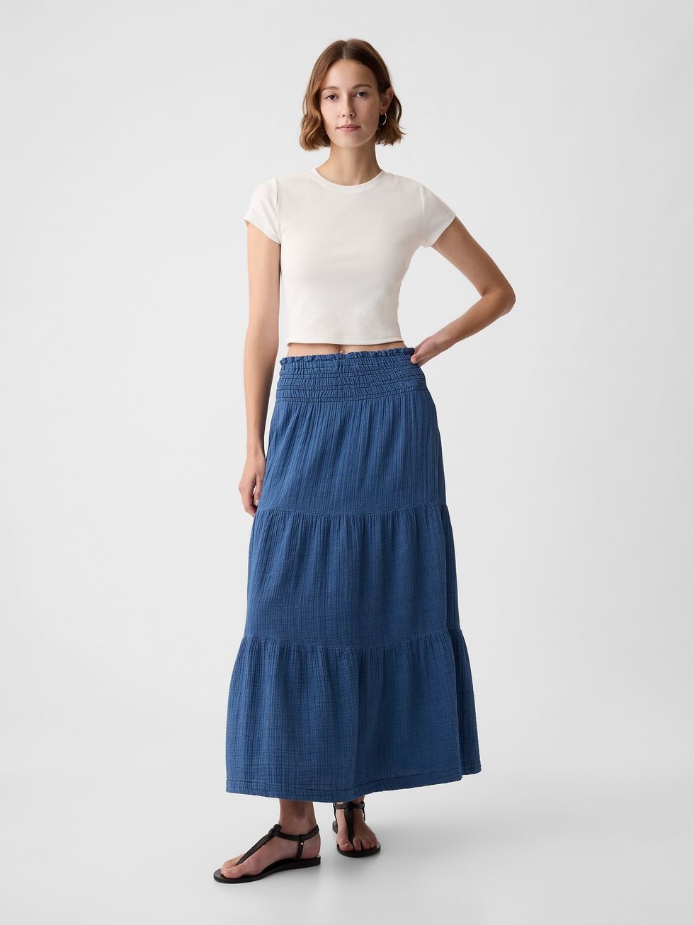 Gap Crinkle Gauze Denim Maxi Skirt