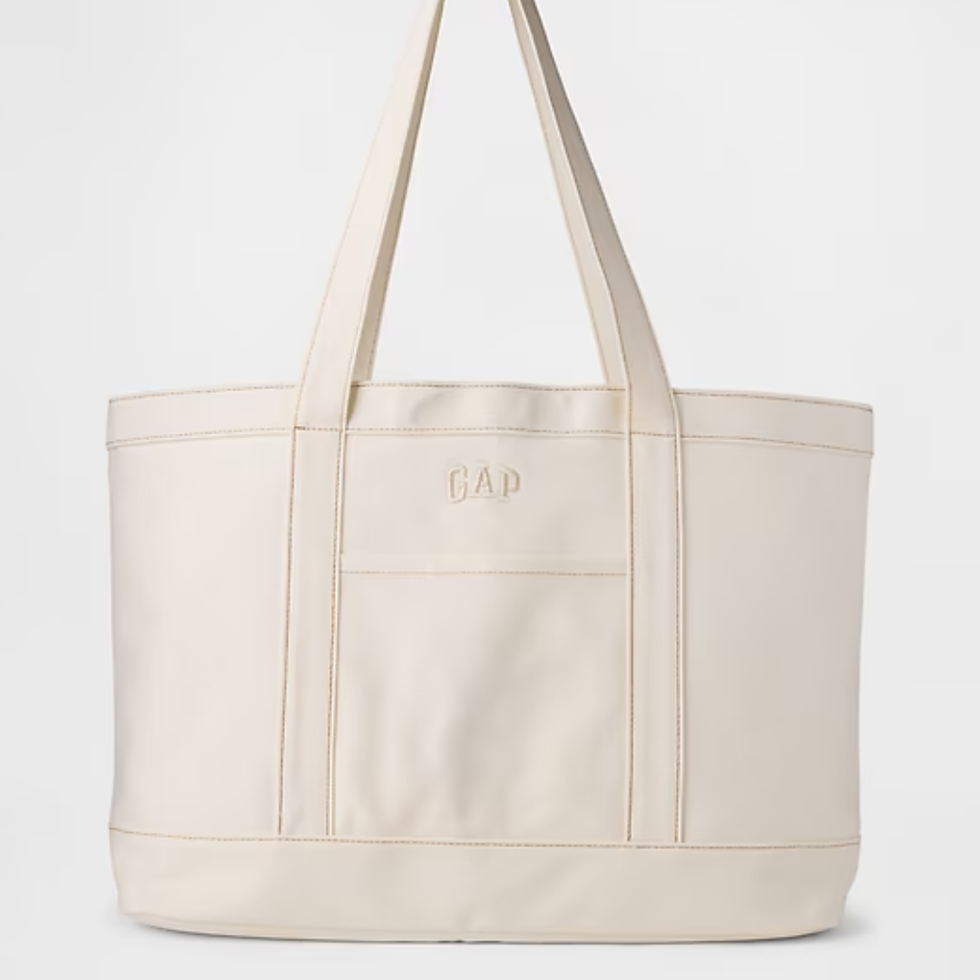 Gap Logo Tote Bag in White Denim