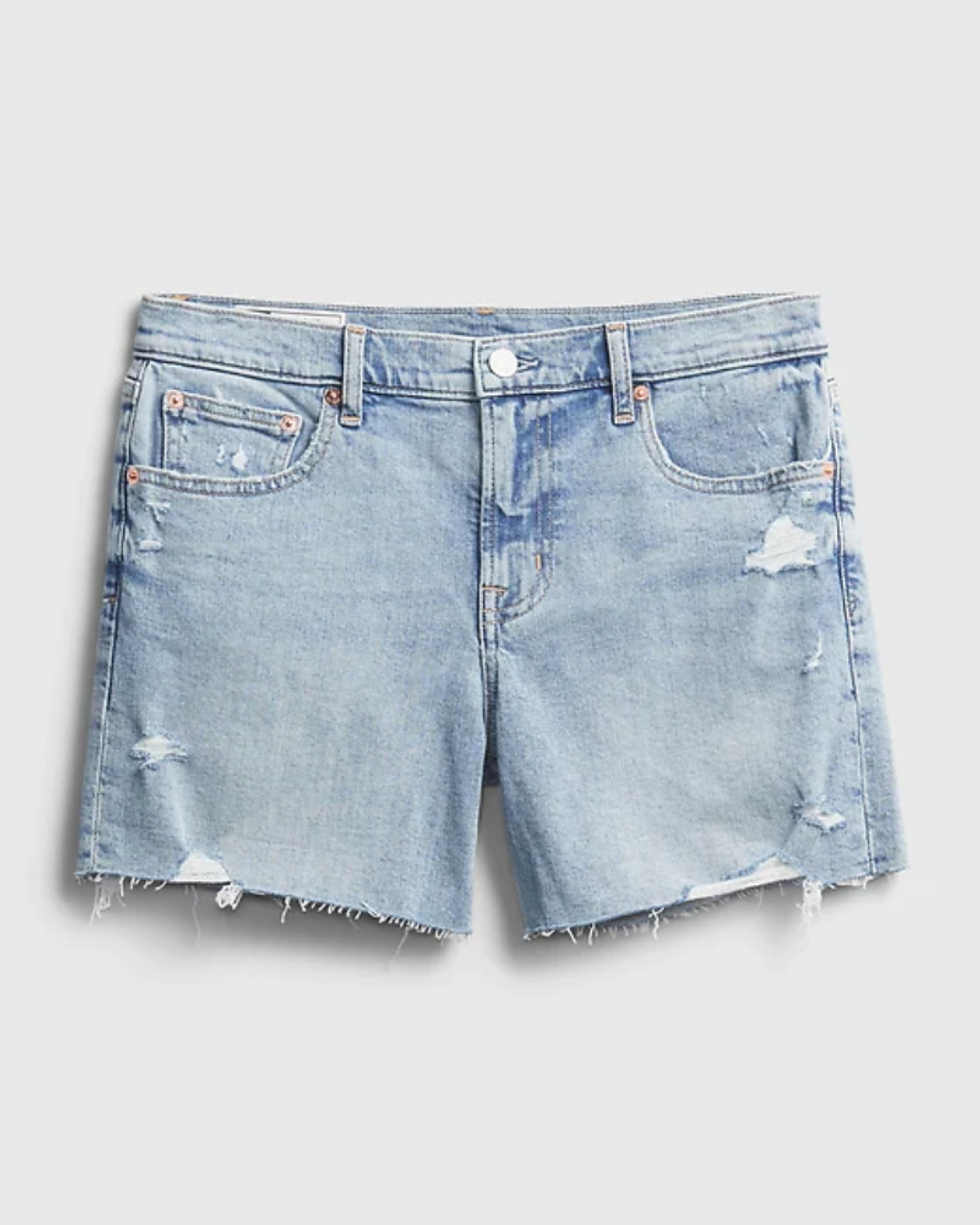 GAP Mid Rise Destructed Denim Shorts