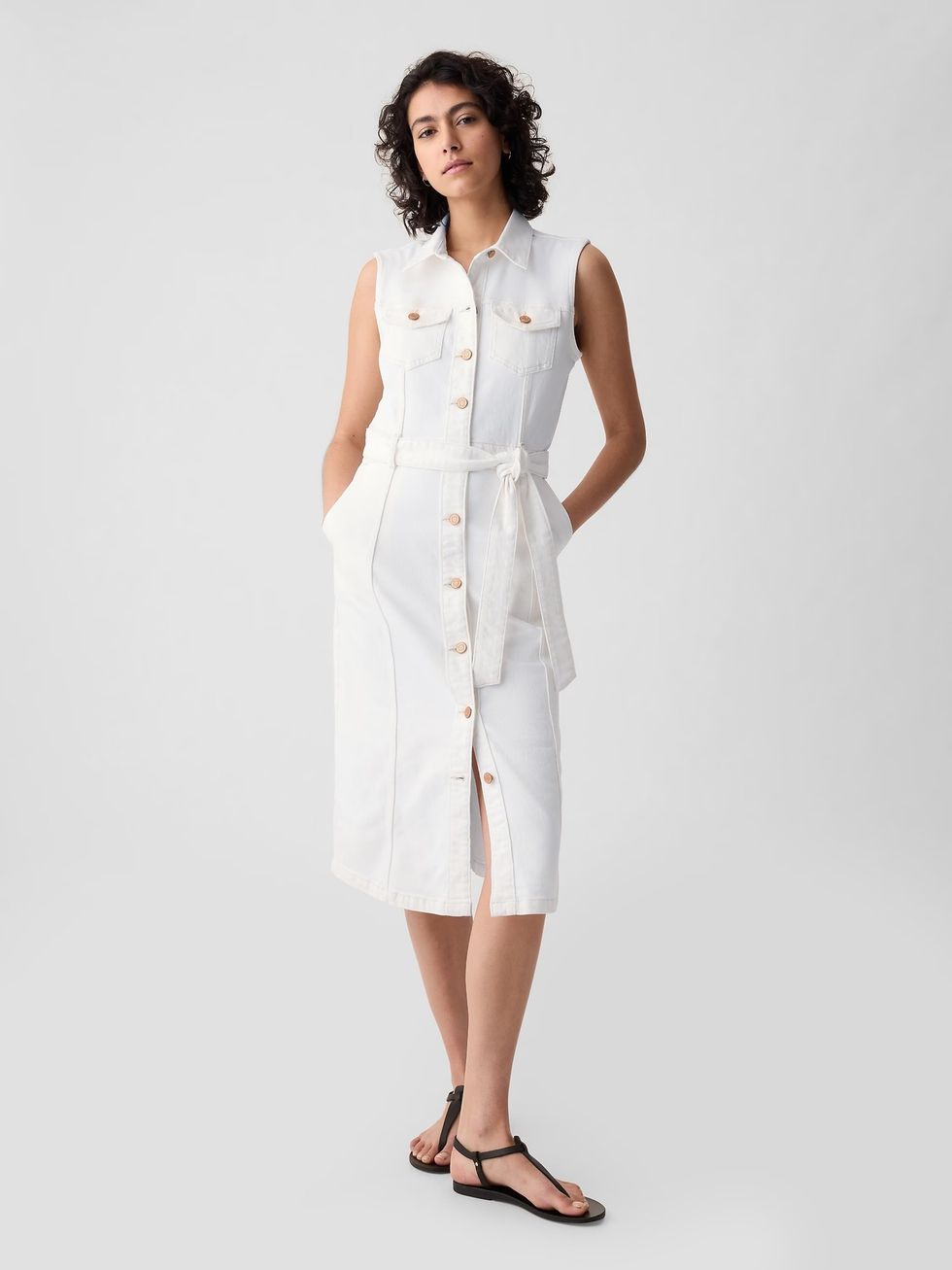 Gap White Midi Denim Dress