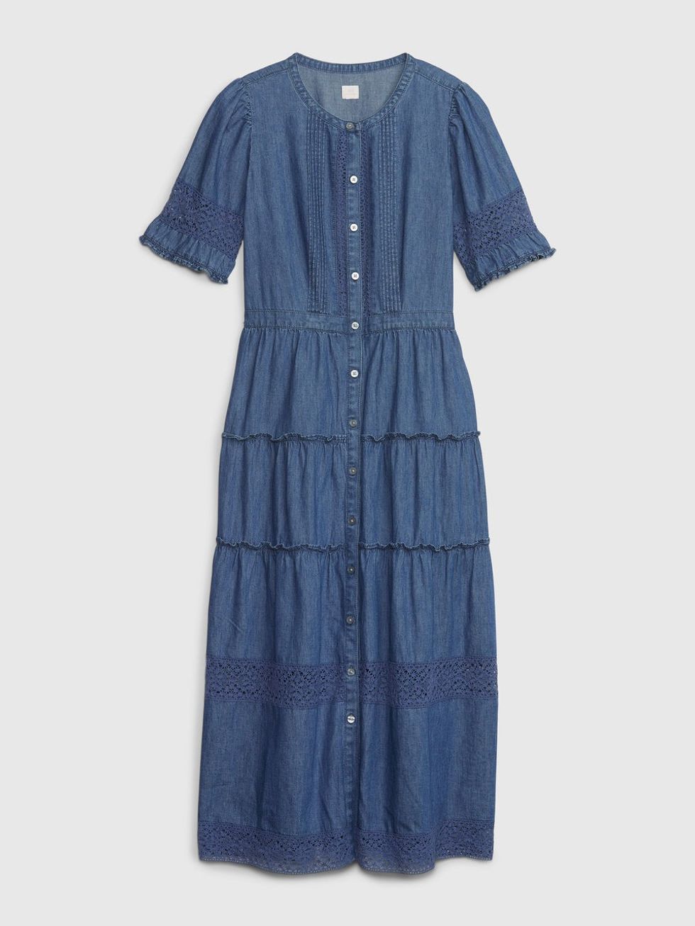 Gap x LoveShackFancy Denim Tiered Midi Dress with Washwell