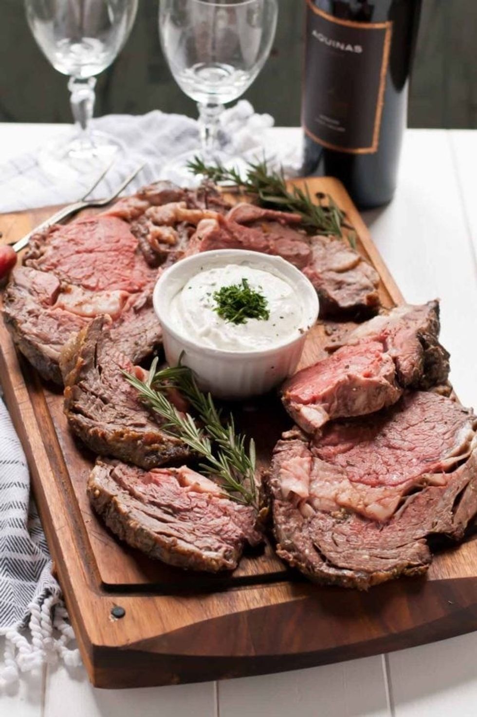 Garlic Rosemary Prime Rib Roast with Horseradish Cream