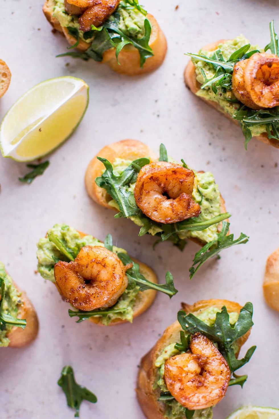 Garlic Shrimp and Avocado Crostini