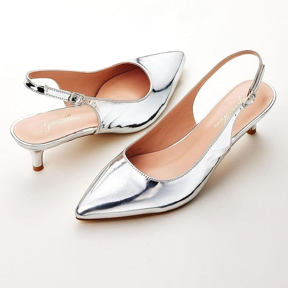 Genshuo Low Kitten Heel Slingbacks
