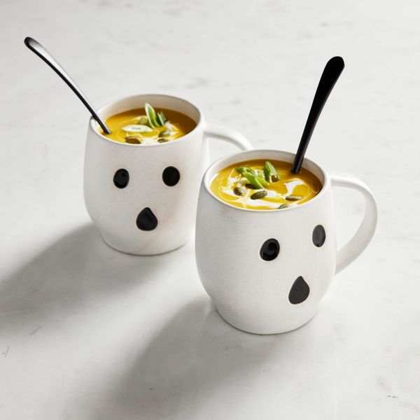 ghost shaped fall decor from pottery barn like these mugs Pottery Barn Halloween